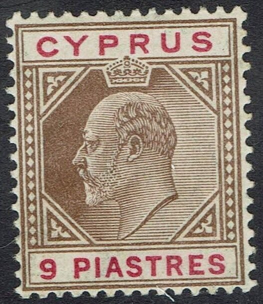 CYPRUS 1904 KEVII 9PI WMK MULTI CROWN CA