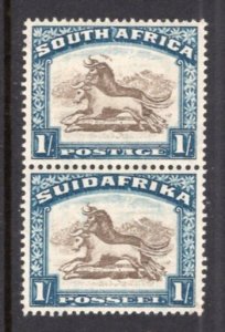 South Africa 1930 Gnu 1sh Vertical Pair Mint H #43 CV$115