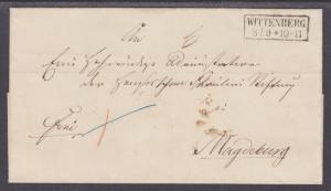 Germany, 1853 Stampless Cover, WITTENBERG-MAGDEBURG