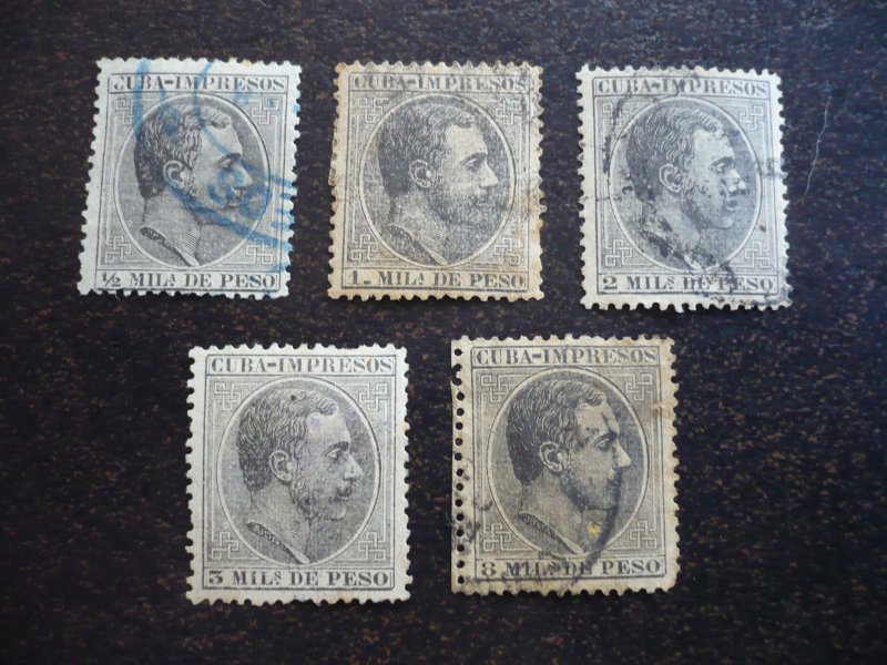 Stamps - Cuba - Scott# P1-P4,P6 - Used Partial Set of 5 Newspaper Stamps