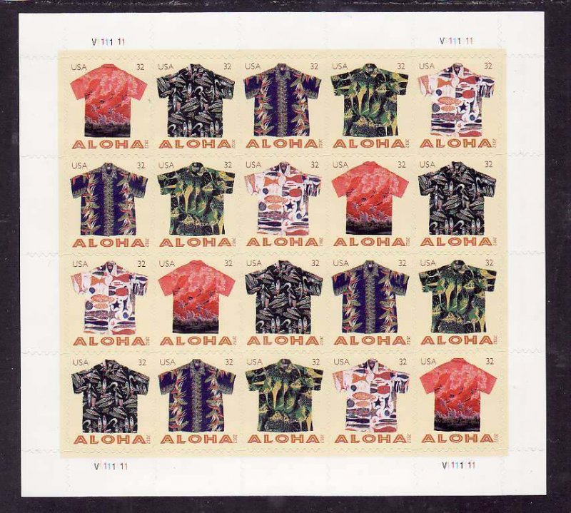 USA-Sc#4592-6- id12-unused NH sheet-Aloha shirts-2012-