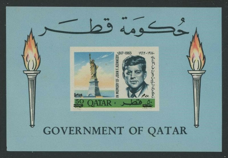 Qatar 1966 50np John F Kennedy S/S Sc# 102B mint