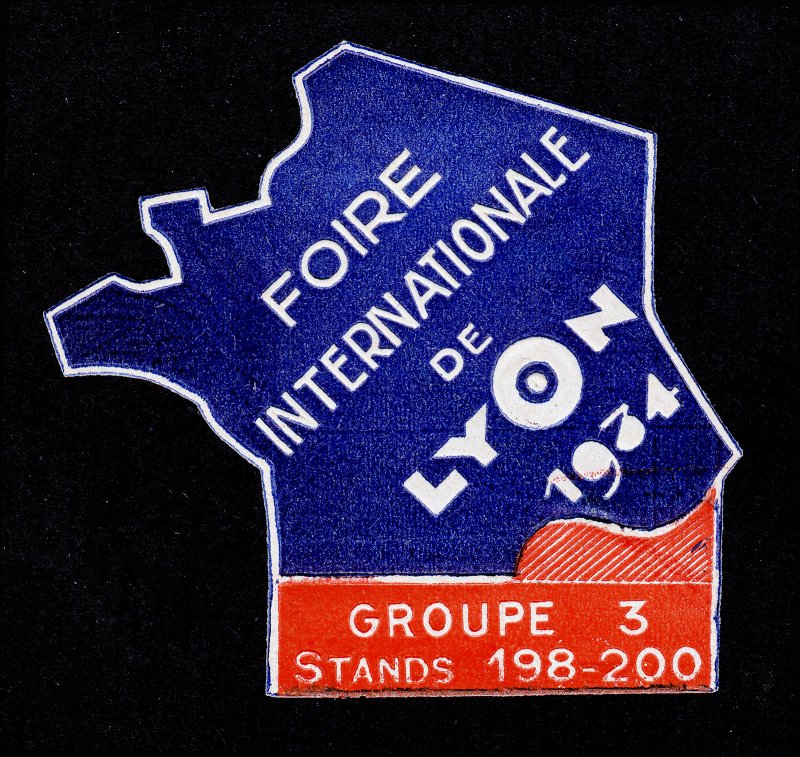 REKLAMEMARKE POSTER STAMP FRANCE FOIRE INTERNATIONALE DE LYON 1934 DIE-CUT