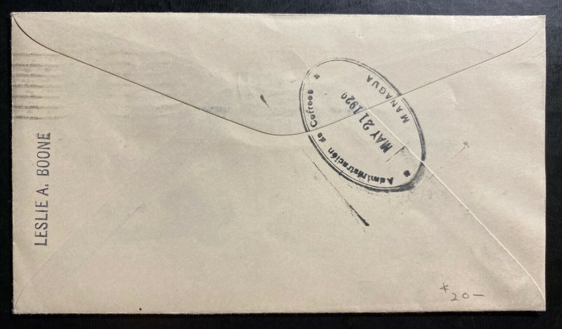 1929 Cristobal Canal Zone Panama First Fight Airmail Cover To Managua Nicaragua