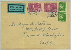 95488  - FINLAND - Postal History - AIRMAIL  COVER to the USA 1946