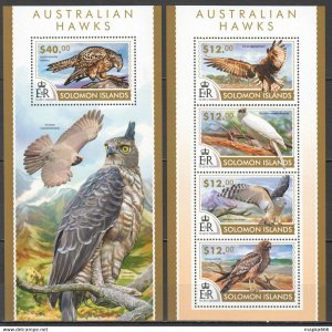 2015 Solomon Islands Australian Hawks Birds Of Prey #3132-36 1+1 ** Ls438