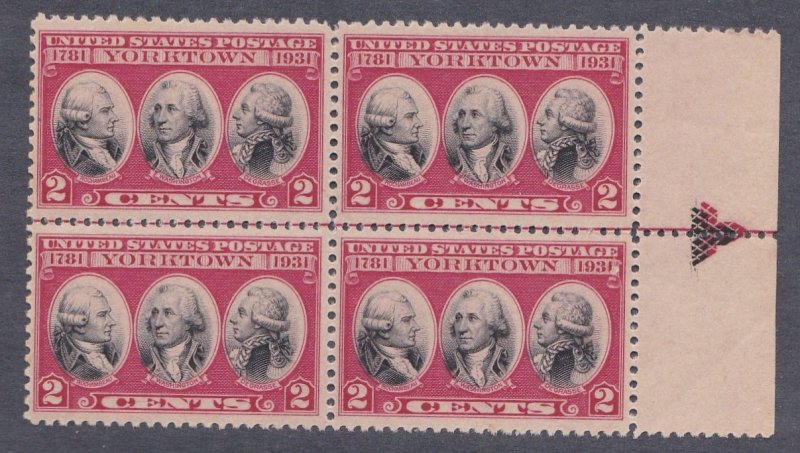 United States # 703, Yorktown, Arrow Line Block of 4, Mint NH, 1/2 Cat.