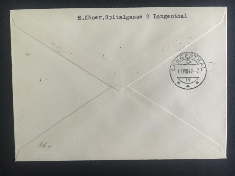 1949 Vaduz Lichtenstein cover to Langenthal Imperfs  # 238a b c