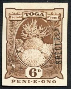 TONGA SG47 6d Chocolate Imperf Printers Sample Type DS3 Specimen (unrecorded)