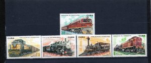 CUBA 1975 LOCOMOTIVES/TRAINS SET OF 5 STAMPS MNH