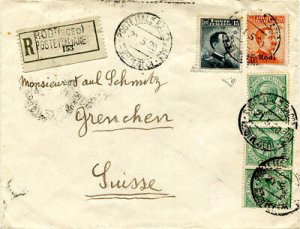 Rhodes (Aegean) - Cent. 15 on cover for Switzerland