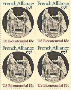 1978 French Alliance 1778 Block of 4 13c Postage Stamps, Sc#1753, MNH, OG