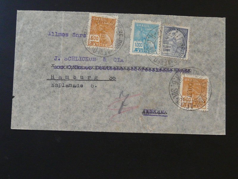 airmail cover sent from Porto Allegre to Hamburg 1937 Brazil ref 91146