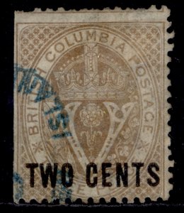 CANADA - British Columbia & Vancouver Island QV SG28, 2c brown, USED. Cat £140.