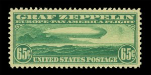 US 1930 AIRMAIL - GRAF ZEPPELIN issue  65c green  Scott # C13  mint MLH/NH XF