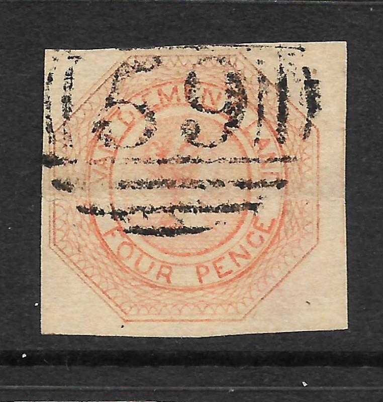 TASMANIA  1853  4d   ORANGE  QV  FU    SG 8