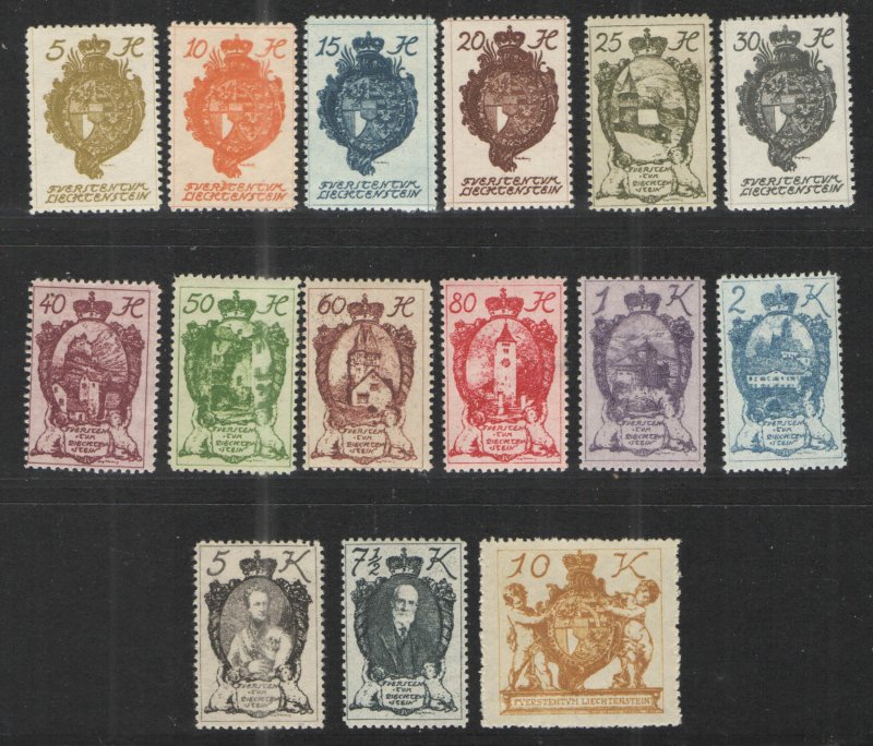 Liechtenstein 1920 Sc# 32-46 MH/HR VG - Complete set