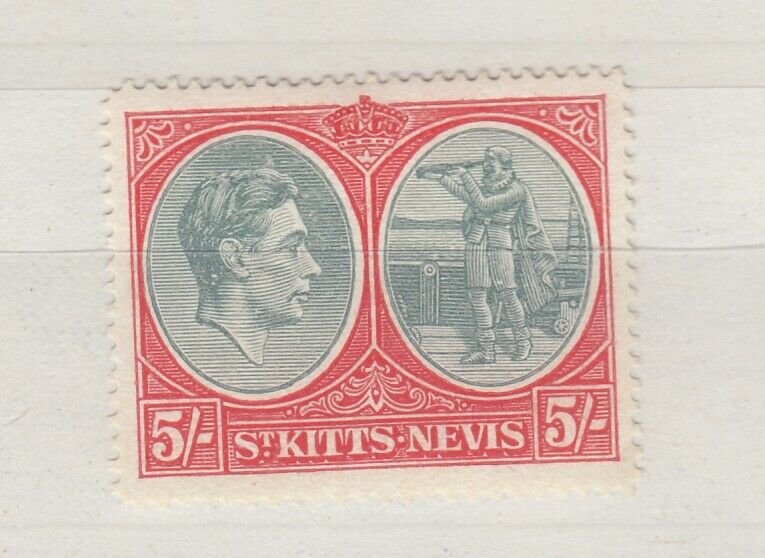 St Kitts - Nevis KGVI 1938 5/- Perf 14 SG77a MVLH J8395