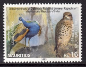 MAURITIUS 2023 BIRDS DIPLOMATIC RELATIONS INDIA JOINT OISEAUX VOGEL UCCELLO AVES