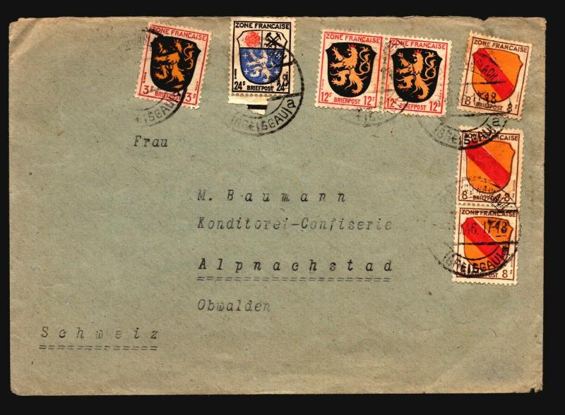 Germany 1946 French Zone Cover / 3 Diff Values - Z15653