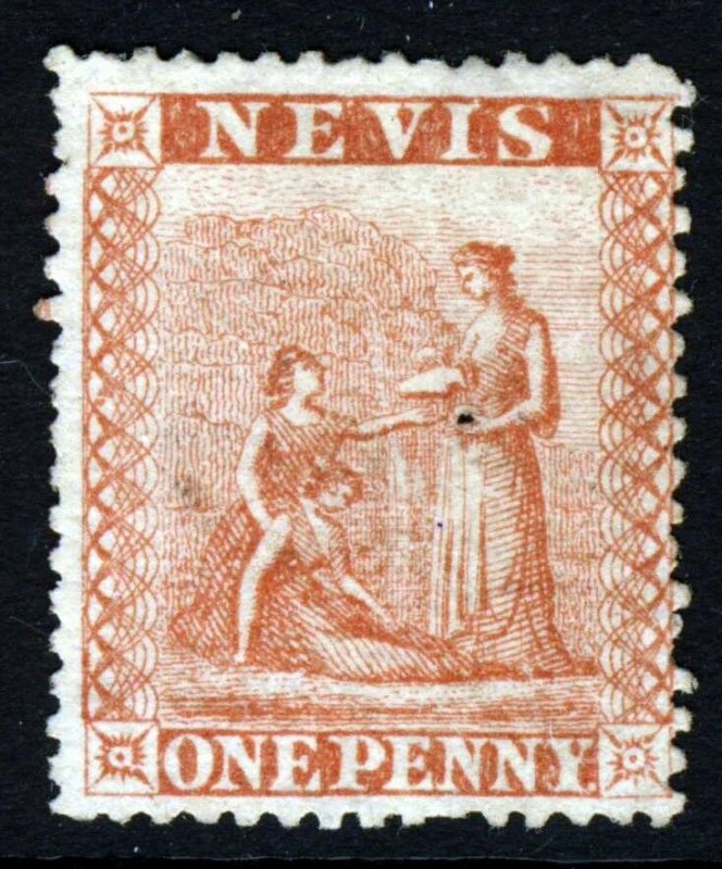 NEVIS Queen Victoria 1867-76 One Penny Pale Red Perf 15 SG 9 MINT