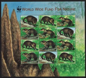 Liberia WWF Liberian Mongoose Sheetlet of 3 sets 1999 MNH MI#2040-2043