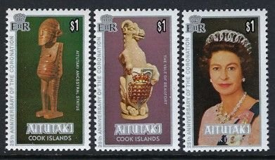 Aitutaki Sc #166a-c: Coronation Anniversary of Queen Elizabeth II, $1 1978 MNH