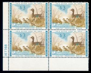 MOMEN: US STAMPS #RW28 PLATE BLOCK OF 4 DUCK MINT OG NH SUPERB GEM