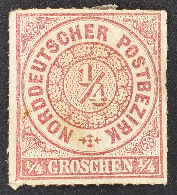 North German Confederation, Scott #1,F unused,no gum,thin at right & toned spots