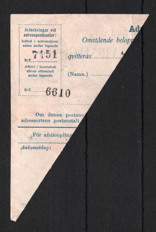 SWEDEN Money Order Receipt *HALMSTAD* 1901 CDS Piece 15o Stamps Used SS3898