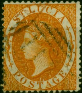 St Lucia 1876 (1s) Deep Orange SG18aw Wmk Reversed Fine Used