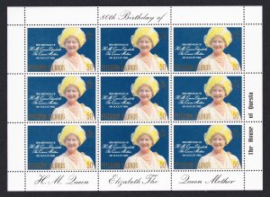 Pitcairn Queen Elizabeth the Queen Mother Sheetlet of 9v 1980 MNH SC#193 SG#206