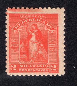 Nicaragua 1894 2c vermillion Victory, Scott 62 MH, value = 30c