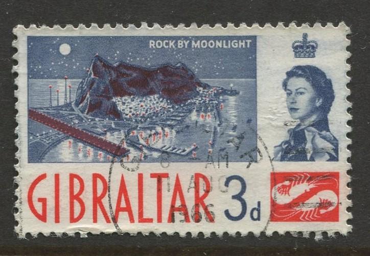 Gibraltar - Scott 151 - QEII Definitive Issue -1960- FU - Single 3d Stamp