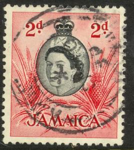 JAMAICA 1956 QE2 2d PINEAPPLES Pictorial Scott No. 161 VFU