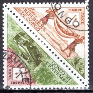 Congo Peoples Rep.; 1961: Sc. # J35a // J41: Used Se-Tenant Stamps