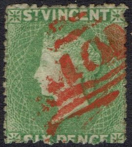 ST VINCENT 1875 QV 6D WMK SMALL STAR PERF 11 TO 12½ X 15 USED