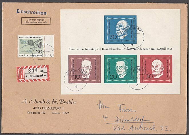 GERMANY 1969 Registered cover - nice franking...............................B356