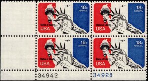 US #C87 18¢ STATUE OF LIBERTY MNH LL PLATE BLOCK #34942-34928 DURLAND $1.50