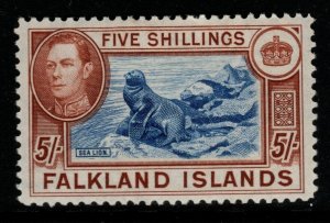 FALKLAND ISLANDS SG161d 1950 5/= STEEL-BLUE & BUFF-BROWN MTD MINT