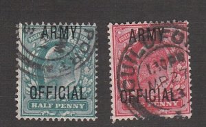 Great Britain # O59-60, Army Official Overprints, Used, 1/3 Cat.