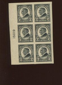 611 Harding Imperf Mint Plate Block of 6 Stamps (Bz 1193)