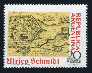 Argentina 875 two stamps, MNH. Mi 1018. Ulrico Schmidi, Buenos Aires, 1969.