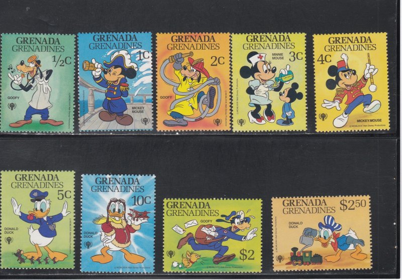 Grenada Grenadines # 350-358, 359, Disney - Various Scenes, Mint NH, 1/2 Cat.