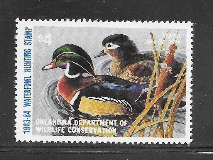 OK4 MNH 1983 Oklahoma STATE DUCK STAMP  United States, Back of Book  (Other) - Souvenir Card Stamp / HipStamp