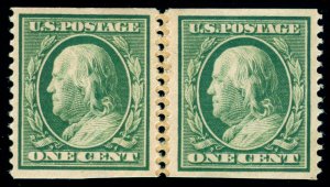 MOMEN: US STAMPS #352 COIL PAIR MINT OG NH PF CERT