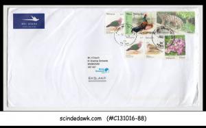 MALAYSIA - 2014 AIR MAIL envelope to ENGLAND with BIRD STAMPS