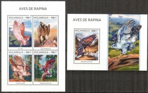 Mozambique 2018 Birds Raptors sheet + S/S MNH