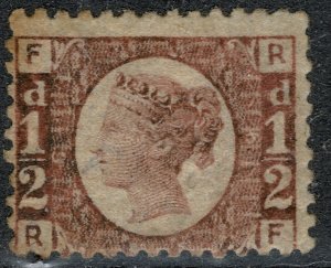 G.B. QV 1870-79 1/2d ROSE-RED BATAM PLATE 6 (R-F) USED (VFU) SG48 P.14 FINE