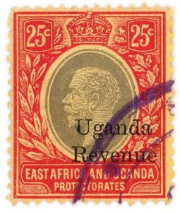 (I.B) KUT Revenue : Uganda Duty 25c (1918)